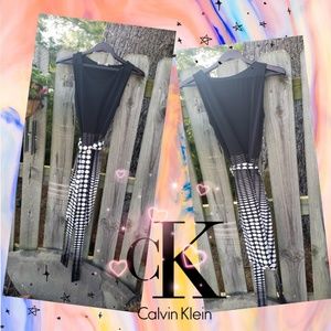 Calvin Klein black and white dress w/ pockets!